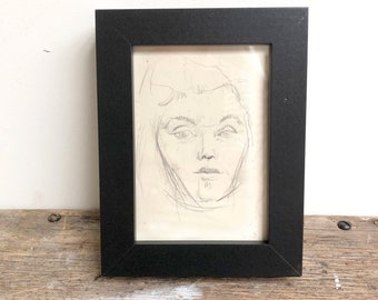 A women's portrait, pencil drawing, 1950s, by Richard Long, unsigned.