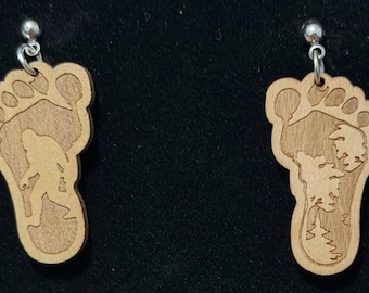 Big Foot wooden earrings