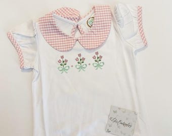 Girls Gingham Collar Top