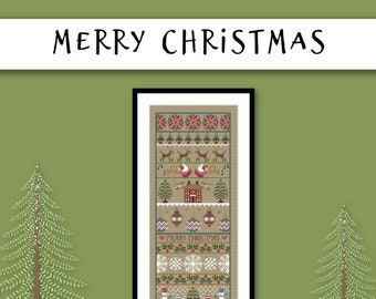 Merry Christmas Cross Stitch Sampler PDF Chart INSTANT DOWNLOAD