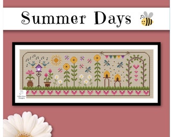 Summer Days Cross Stitch Sampler PDF Chart INSTANT DOWNLOAD