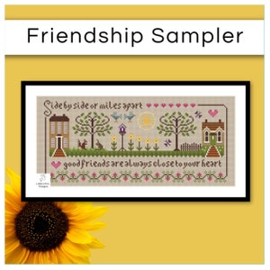 Friendship Cross Stitch Sampler PDF chart INSTANT DOWNLOAD