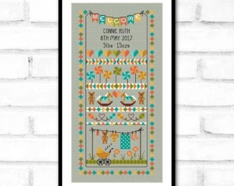 Baby Bunting Birth Sampler PDF Chart INSTANT DOWNLOAD