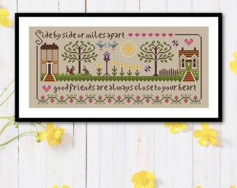 Friendship Cross Stitch Sampler PDF chart INSTANT DOWNLOAD