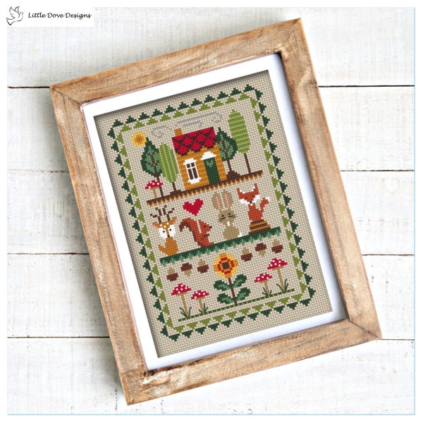 Woodland Friends Cross Stitch Sampler PDF Chart INSTANT DOWLOAD