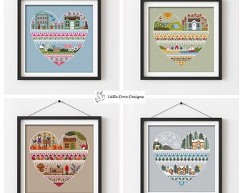 Heart Of The Seasons Cross Stitch Charts INSTANT DOWNLOAD Full PDF Bundle