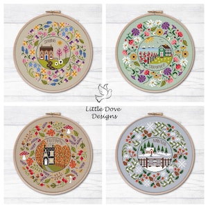 Diagrama de punto de cruz de la colección Círculo de temporada DESCARGA INSTANTÁNEA Paquete completo en PDF