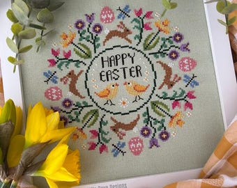 Easter Wishes Cross Stitch PDF Chart INSTANT DOWNLOAD
