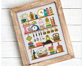 Retro Kitchen Cross Stitch FULL KIT