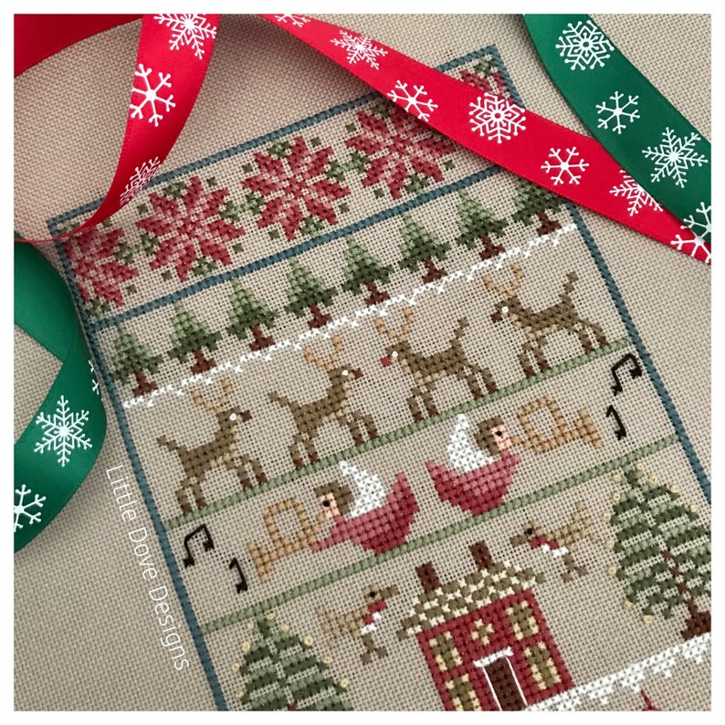 Merry Christmas Cross Stitch Sampler PDF Chart INSTANT Etsy