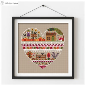 Herz Der Herbstes Kreuzstich PDF Stickvorlage INSTANT DOWNLOAD