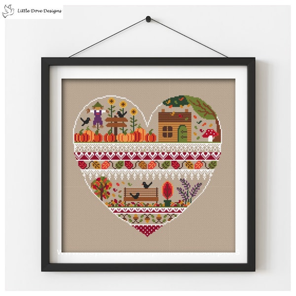 Heart Of Autumn Cross Stitch PDF Chart INSTANT DOWNLOAD