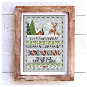 Sneeuwvlokken kruissteek PDF-kaart INSTANT DOWNLOAD