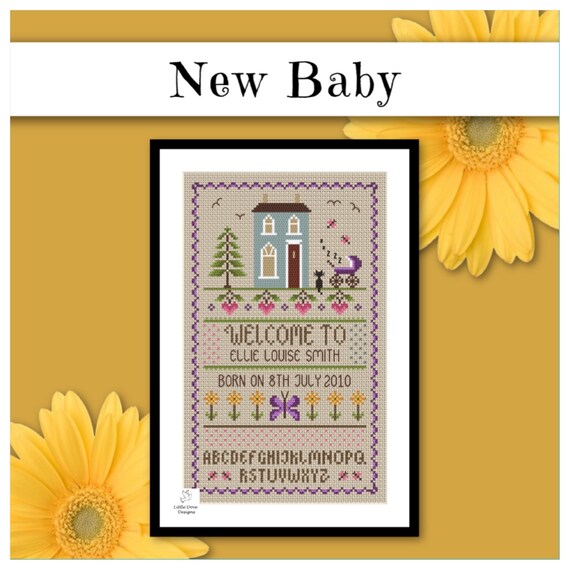 INSTANT DOWNLOAD New Baby Cross Stitch Sampler PDF Chart