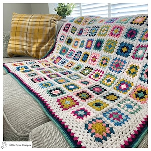 Rosa Granny Square Lap Blanket Crochet PDF Pattern/Tutorial