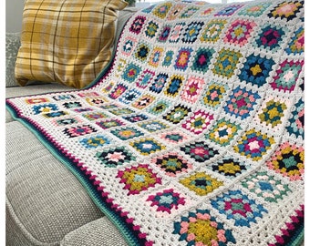 Rosa Granny Square Lap Blanket Crochet PDF Pattern/Tutorial