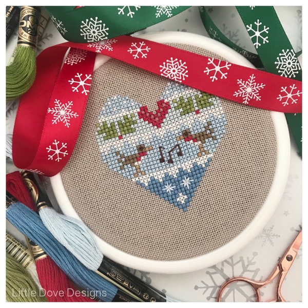 Festive Hearts Instant Download Cross Stitch PDF File