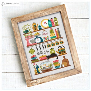 PDF-kaart retro keuken kruissteek INSTANT DOWNLOAD