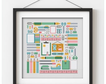 Stationery Addict Cross Stitch PDF Chart INSTANT DOWNLOAD