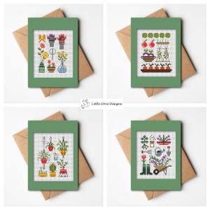 Cartes de jardinage Greenfingered Greetings, tableau PDF au point de croix TÉLÉCHARGEMENT IMMÉDIAT