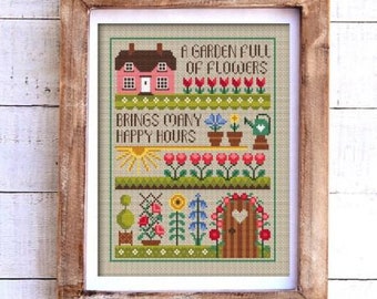 A Garden Full Of Flowers Cross Stitch PDF Chart INSTANT DOWNLOAD