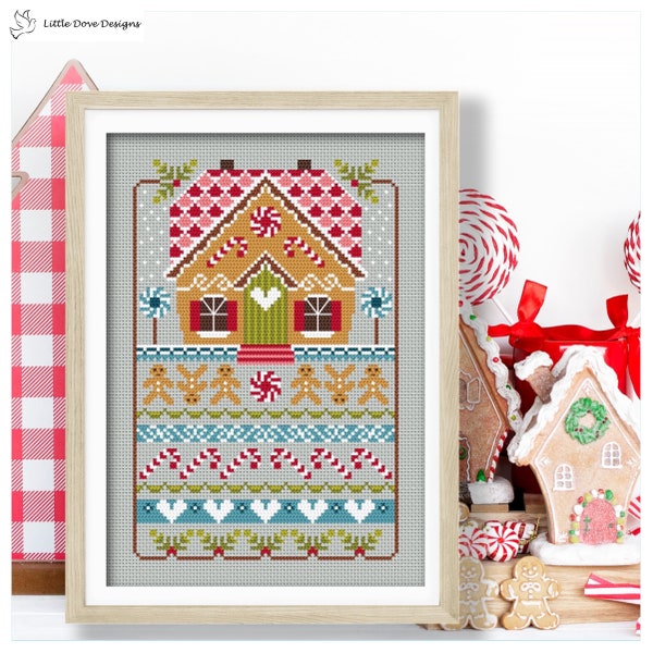 Gingerbread Cottage Cross Stitch Instant Download PDF Chart