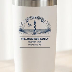 Personalized family reunion tumbler 2026 outer banks custom name 20oz travel cup, matching family cup, vacation tumbler, reunion keepsake image 2