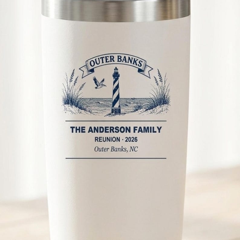 Personalized family reunion tumbler 2026 outer banks custom name 20oz travel cup, matching family cup, vacation tumbler, reunion keepsake image 2