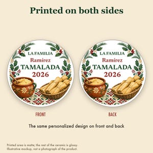 Tamalada Ornament Personalized, Custom Family Name Mexican Christmas Ceramic 2026 image 8