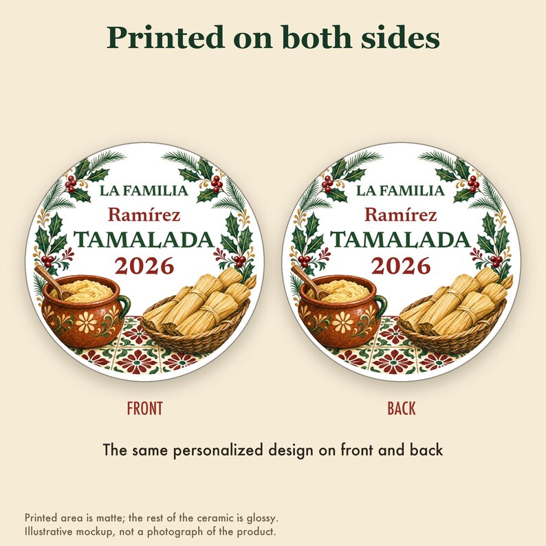 Tamalada Ornament Personalized, Custom Family Name Mexican Christmas Ceramic 2026 image 8