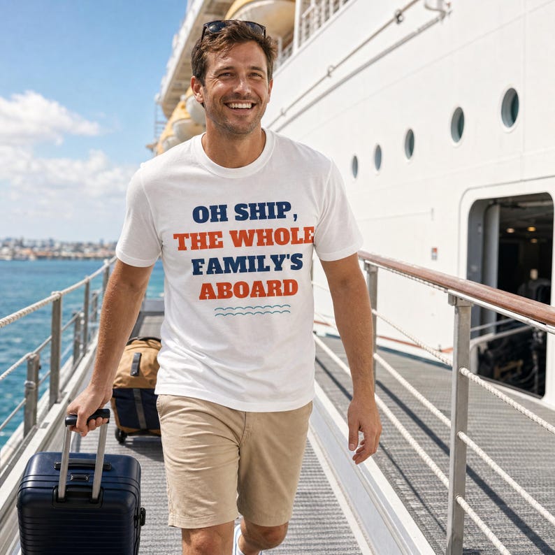 Oh Ship the Whole Family's Aboard Shirt, Funny Family Cruise Tee image 1
