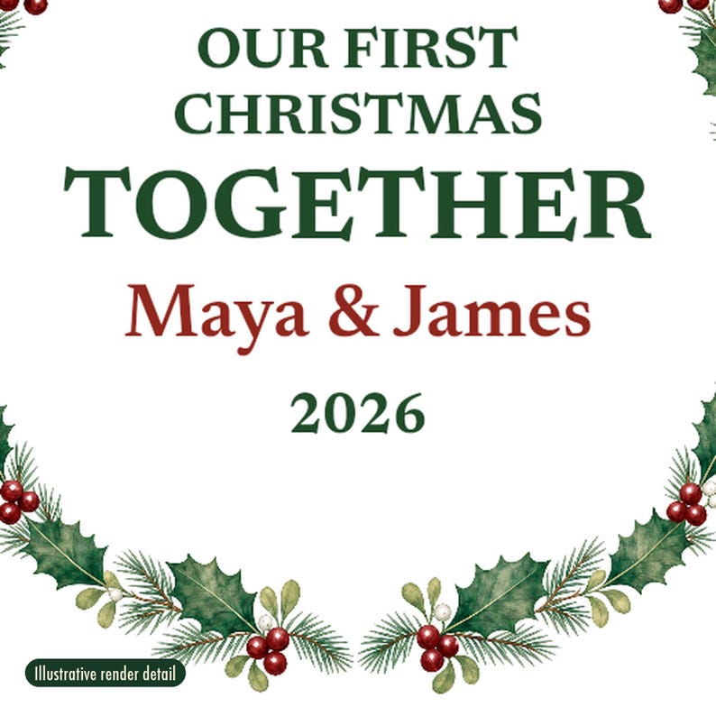 Our First Christmas Together Ornament 2026, Personalized Couple Names Ceramic Keepsake, Boyfriend Girlfriend Gift imagem 4
