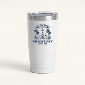 Personalisierter Hilton Head Familien-Treffen-Becher für den Strandurlaub 2026, isolierter Trinkbecher mit individuellem Namen, Urlaubsgeschenk, 590 ml Reisebecher Bild 1