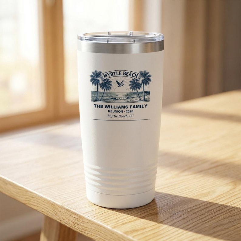 Personalized Family Reunion Tumbler 2026 Myrtle Beach Custom Name 20oz Insulated Travel Cup, Family Reunion Gift, Myrtle Beach Keepsake image 1