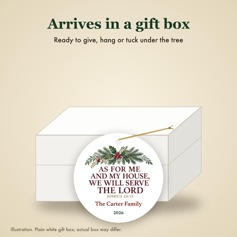 Christian Family Christmas Ornament, As For Me and My House Scripture, Personalized Name Bild 7