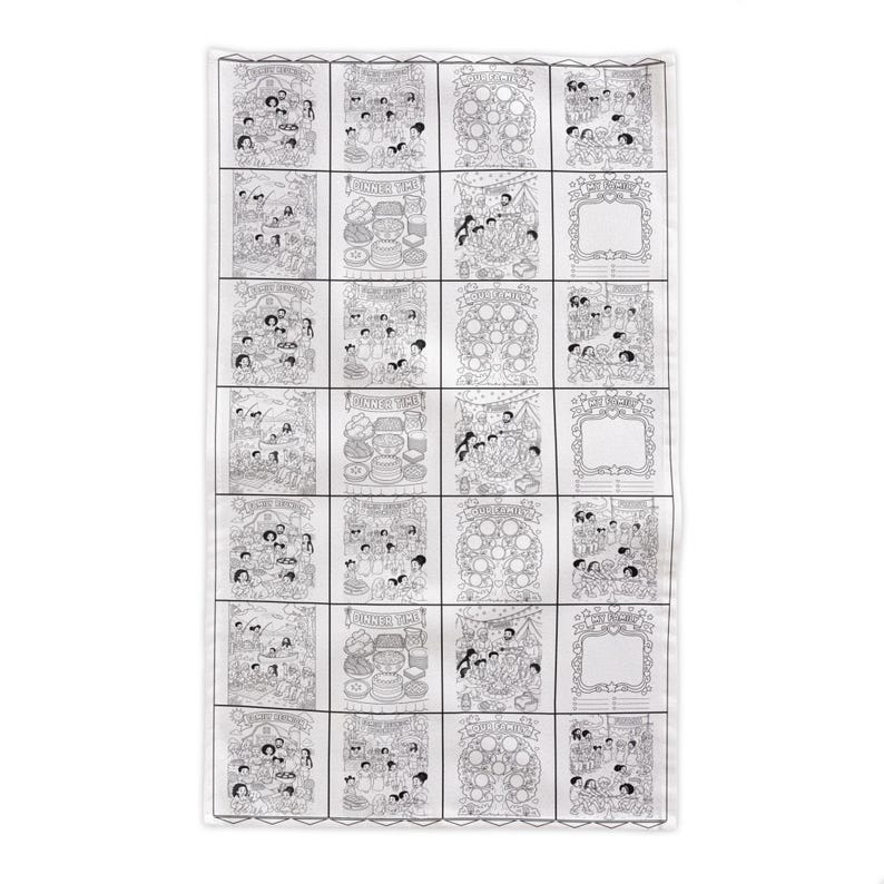 Custom family reunion coloring tablecloth, kids table cover for cookout, color in party favor for family reunion, 2024 reunion gift image 2
