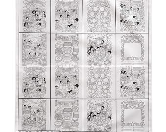 Family Reunion Coloring Tablecloth | Color-In Table Cover for Kids, Cookout Activity, Reunion Party