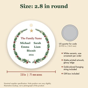 Family Christmas Ornament with Names 2026, Personalized Family Name and Up to 6 Member Names Ceramic Keepsake image 5