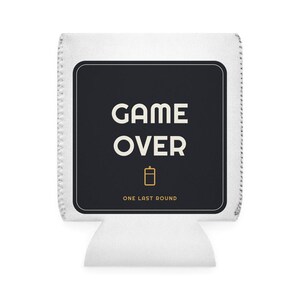Funny Game Over Bachelor Party Koozie, Custom Can Cooler Groom Gift, Event Favor Beer Lovers, Personalized Drink Sleeve, Great Present Him image 2
