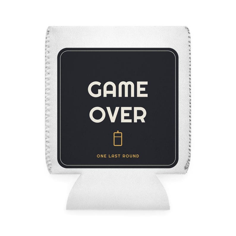 Funny Game Over Bachelor Party Koozie, Custom Can Cooler Groom Gift, Event Favor Beer Lovers, Personalized Drink Sleeve, Great Present Him image 2