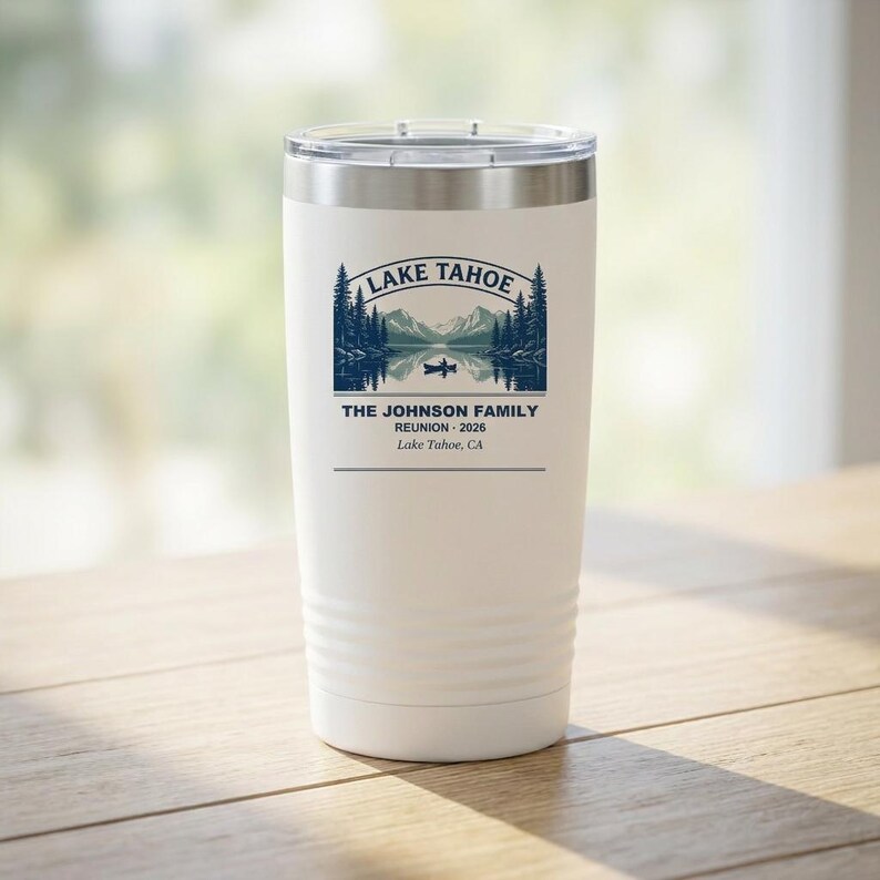 Personalized Lake Tahoe Family Reunion Tumbler 2026, Custom Name 20oz Travel Cup image 1
