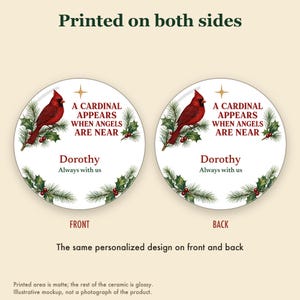 Cardinal Memorial Christmas Ornament Personalized, Remembrance Ceramic Keepsake Gift Bild 8