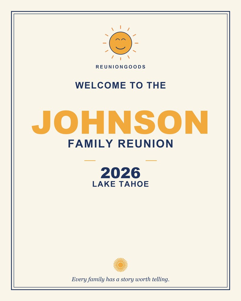 Custom Family Reunion Welcome Sign | Personalized Name, Year, Location (Digital Download) image 1