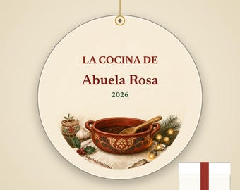 La Cocina de Abuela Ornament Personalized, Spanish Grandma Custom Name Ceramic Keepsake
