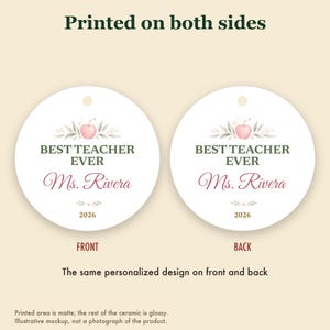 Best Teacher Ever Ornament Pastel, Dainty Apple Cursive Name Ceramic Gift 2026 画像 8