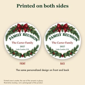Family Reunion Ornament Set Personalized, Bulk Matching Ceramic Keepsakes, Custom Name Year image 8