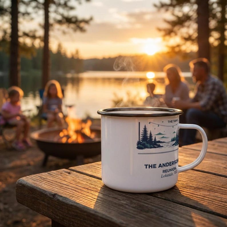 Personalized Family Reunion Enamel Mug, Custom 2026 Cookout Camp Cup image 2