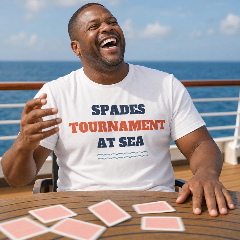 Spades Tournament at Sea Shirt, Funny Family Cruise Tee image 1