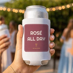 Rose All Day Koozie - Funny Wine Cooler for Rose Lovers, Party Gift, Personalized Custom Can Sleeve, Summer Drink Holder, Wedding Favor image 1