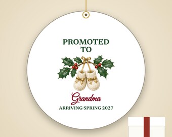 Promoted to Grandma Ornament 2026, Pregnancy Announcement Christmas Gift Personalized